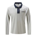 Autumn Mens Long Sleeve Zipper Polo Shirts Casual Lapel Collar Zip Up Henley Shirts Cotton Sports Golf Tennis T-Shirts With Pockets